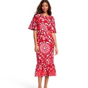 Large Zinnia Floral Print Bell Sleeve Midi Dress - RHODE x Target Red/P